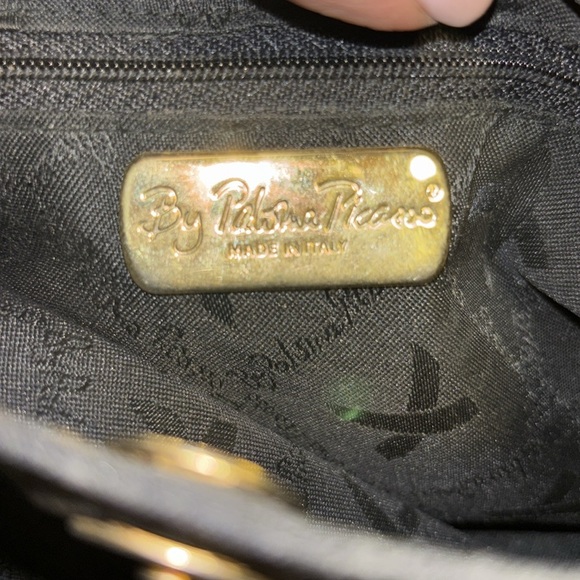 PALOMA PICASSO BLACK LEATHER SHOULDER BAG GOLD TONE X LOGO IN FRONT GORGEOUS - Picture 9 of 11